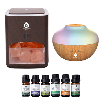 Pursonic Himalayan Salt Lamp & Aromatherapy Diffuser Wellness Set
