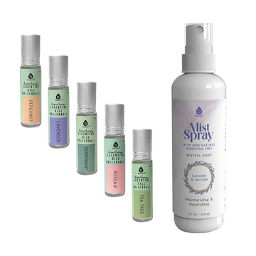 Lavender & Sea Salt Mist Spray + 5-Pack Essential Oil Rollerball Set