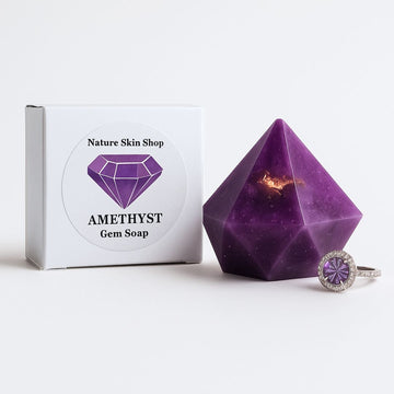 Mystic Amethyst Birthstone Gem Soap with Hidden Silver Ring - Skincare Lab