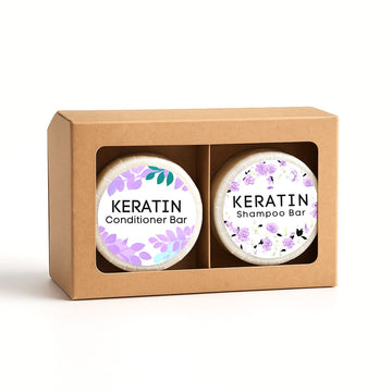 Keratin Shampoo and Conditioner Bar Set for Intense Hair Repair