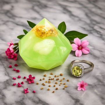 Peridot Birthstone Gem Soap with Hidden Silver Ring