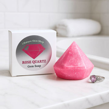 Rose Quartz Birthstone Gem Soap with Hidden Silver Ring