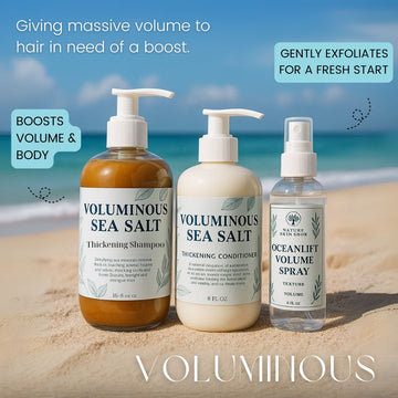 Sea Salt Shampoo Set – Voluminous Hair Boost with Conditioner & Spray